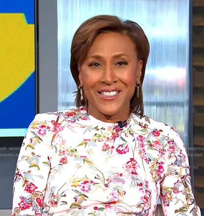 Robin's white floral long sleeve dress on Good Morning America
