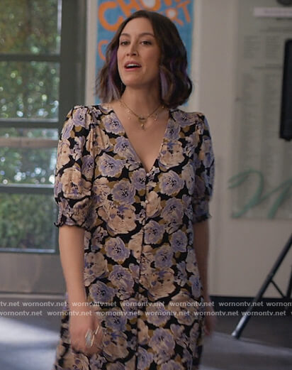 Sara's floral print mini dress on Home Economics