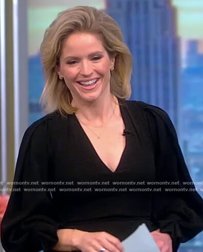 Sara's black v-neck mini dress on The View