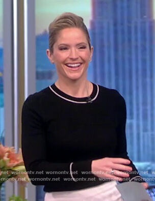 Sara's black contrast trim sweater on The View