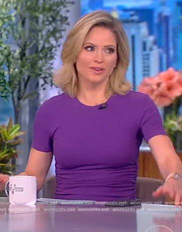 Sara's purple ruched tee dress on The View