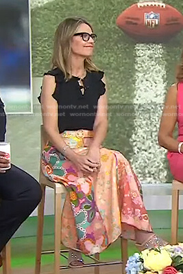 Savannah's floral belted midi skirt on Today