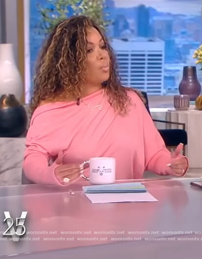 Sunny's pink one shoulder sweater on The View