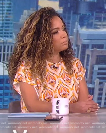 Sunny's orange floral gathered dress on The View