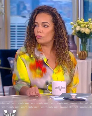 Sunny's tie dye print wrap dress on The View