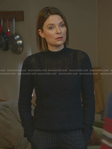 Taylor's black pointelle sweater on Bull