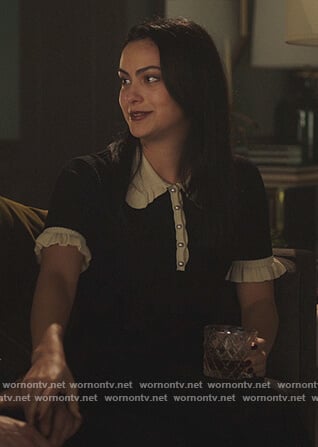 Veronica's black contrast trim sweater on Riverdale
