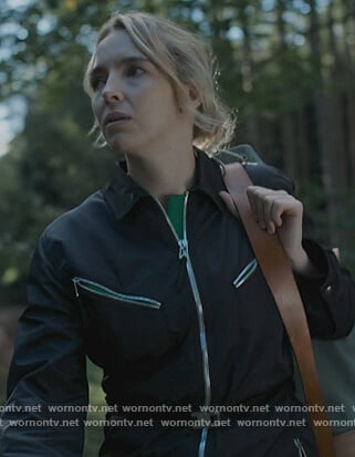 Villanelle's zip front jumpsuit on Killing Eve