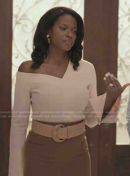 Viv's asymmetric shoulder top on Bel-Air