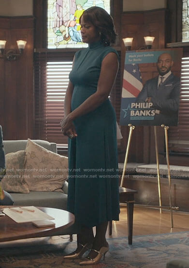Viv's teal blue midi dress on Bel-Air