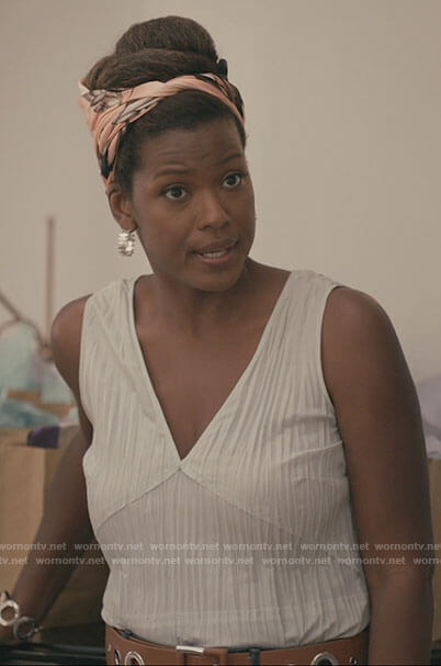 Viv's white v-neck top on Bel-Air