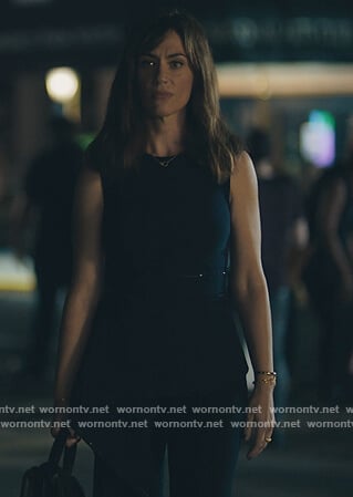 Wendy's navy asymmetric top on Billions