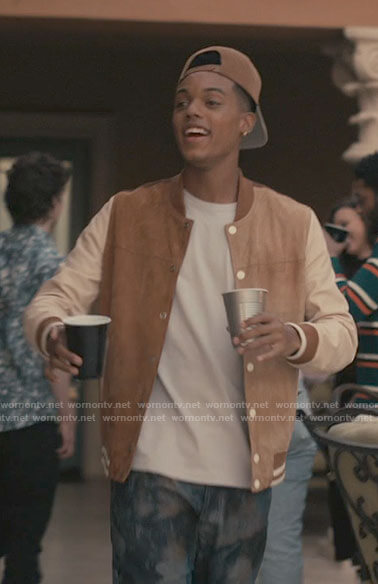 Will's beige suede colorblock jacket on Bel-Air