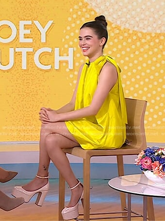 Zoey Deutch's yellow tie neck mini dress on Today