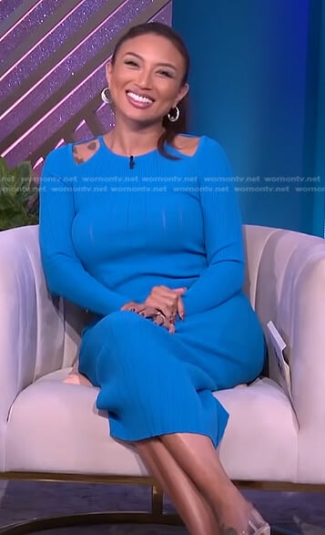 Jeannie's blue cutout ribbed dress on The Real