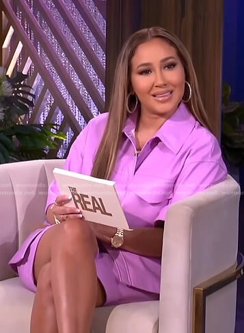 Adrienne's pink leather shirt and shorts on The Real