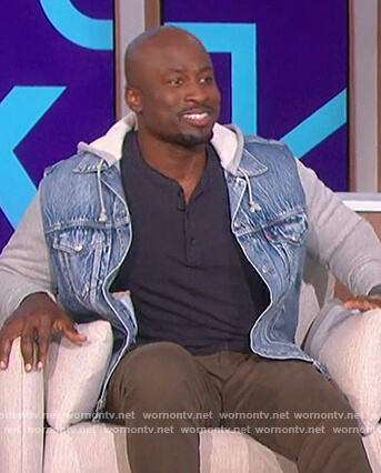 Akbar's denim hooded jacket on The Talk
