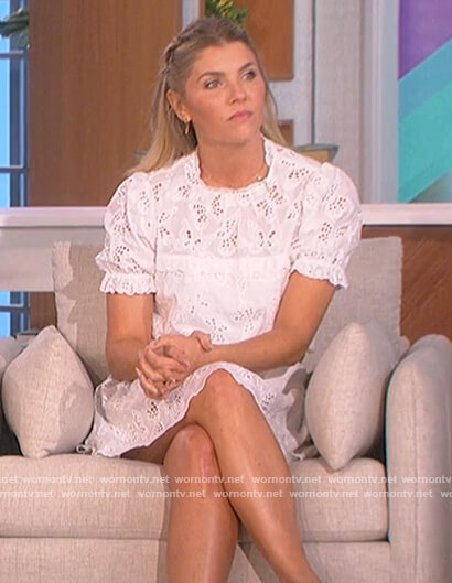 Amanda's white eyelet mini dress on The Talk