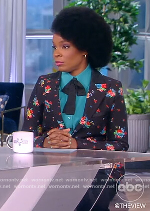Amber Ruffin's black floral blazer on The View