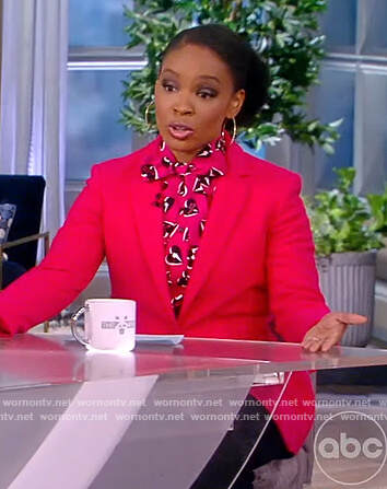 Amber Ruffin's pink heart print blouse on The View
