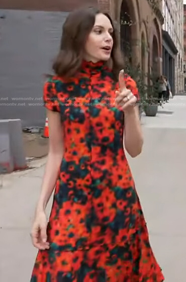 Amy Odell's red printed midi dress on Good Morning America