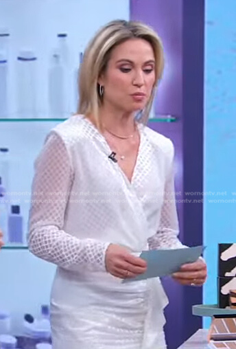 Amy's white ruched mini dress on Good Morning America