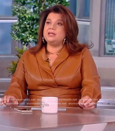 Ana's brown leather wrap dress on The View