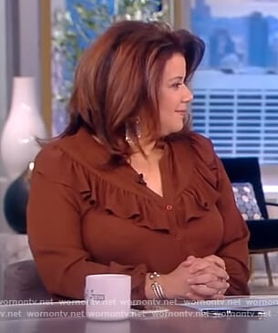 Ana's brown ruffle blouse on The View