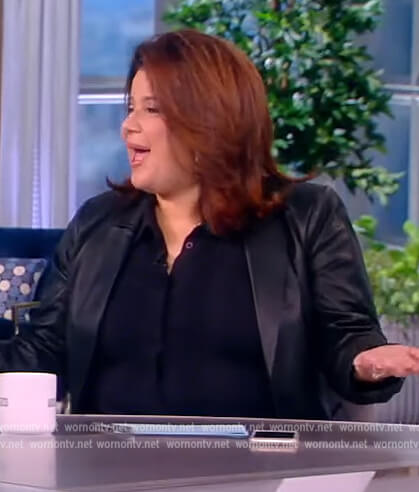 Ana's black leather blazer on The View