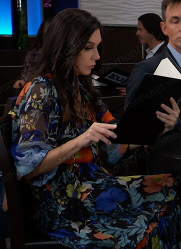 Anna's blue floral print ruffle dress on General Hospital