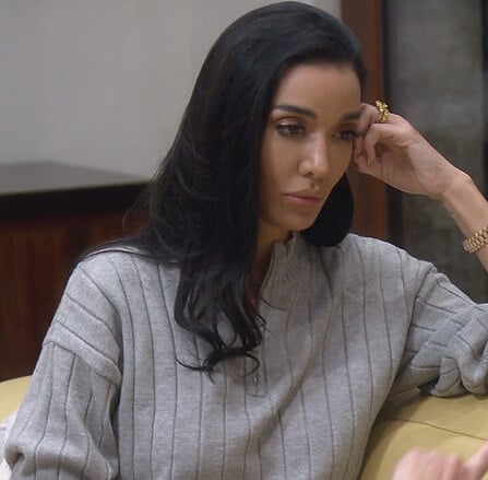 Noella's gray ribbed half zip sweater on The Real Housewives of Orange County