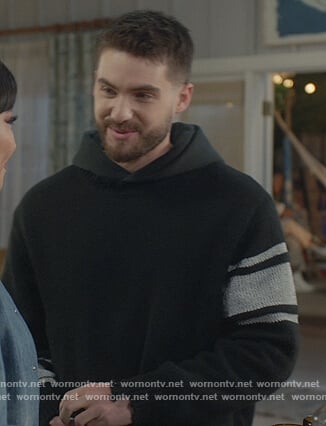Asher's black stripe sleeve sweater on All American