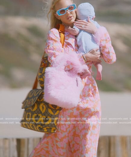 Christine pink printed coat and skirt on Selling Sunset