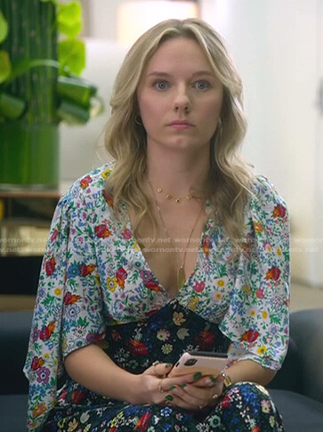 Claire's mixed floral print dress on Good Trouble