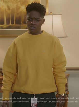 Coop's yellow abc sweatshirt on All American