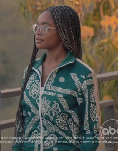 Diane's green bandana print track jacket on Black-ish