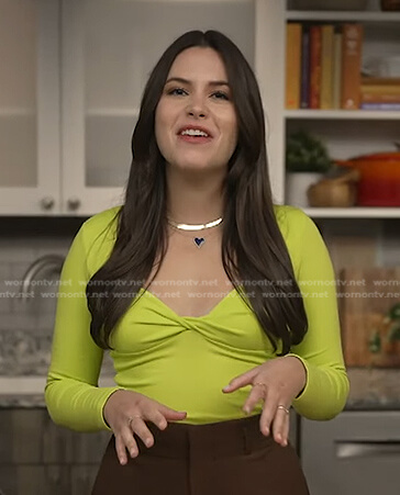 Elena Besser's yellow twisted long sleeve top on Today