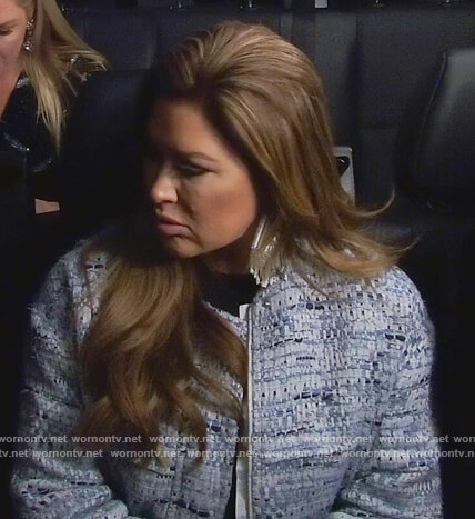 Emily's blue tweed jacket on The Real Housewives of Orange County