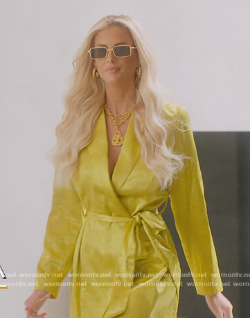 Emma's yellow satin blazer dress on Selling Sunset