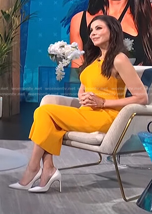 Heather Dubrow's orange ribbed dress on E! News Daily Pop