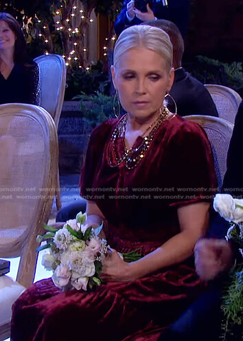 Jennifer's red velvet dress on Days of our Lives