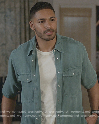 Jordan's teal snap button shirt  on All American