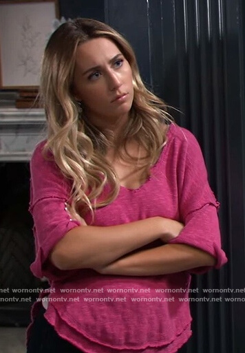 Josslyn's pink distressed tee on General Hospital