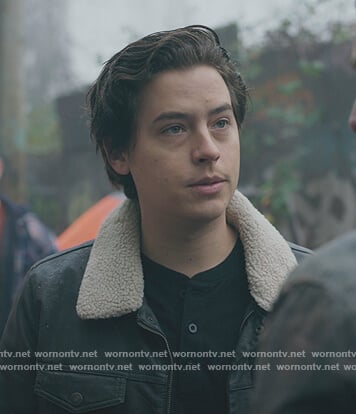 Jughead's black sherpa collar jacket on Riverdale