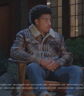 Junior's plaid sherpa jacket on Black-ish