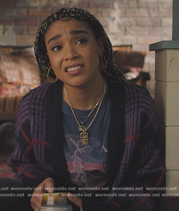 Kaela's purple plaid cardigan on Charmed
