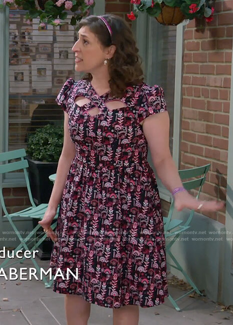 Kat's pink floral criss cross front dress on Call Me Kat
