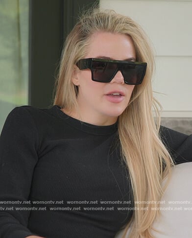 Khloe's black square sunglasses on The Kardashians