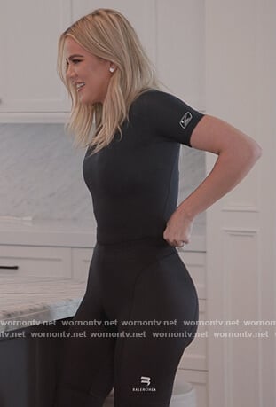 Khloe's black mesh top and leggings on The Kardashians