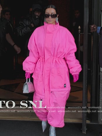 Kim's pink puffer coat on The Kardashians